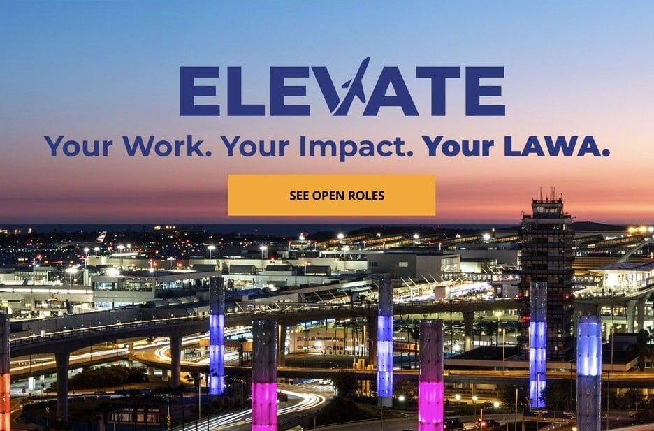 The Elevate careers homepage on lawa.org: Your Work. Your Impact. Your LAWA.
